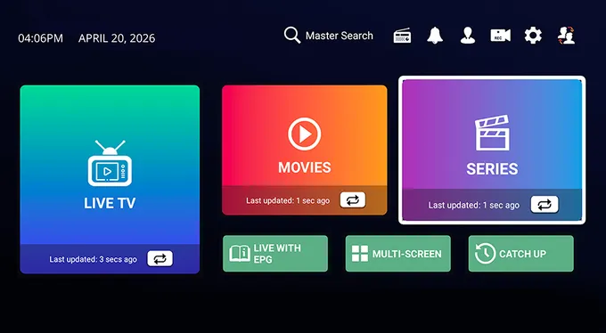 Abonnement IPTV Premium Abonnement IPTV Premium : interface de l'application IPTV sur TV et mobile